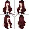 MISSQUEEN Длинный парик винно-красного цвета с челкой, синтетические длинные волнистые бордовые парики для женщин, натуральные волнистые вьющиеся красные парики для ежедневного использования 24 дюйма