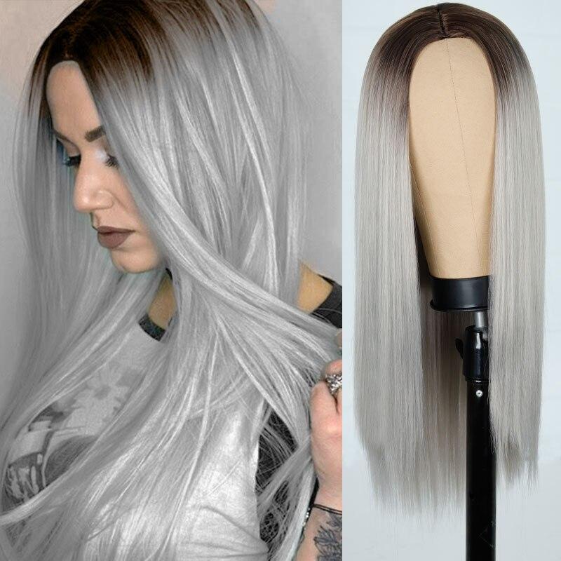 MERISIHAIR Pink Green Long Straight Hair Synthetic Wig For Women Hair Bundle With Closure Daily/Party Game Of Pre-Colored Bundle Pack Wig