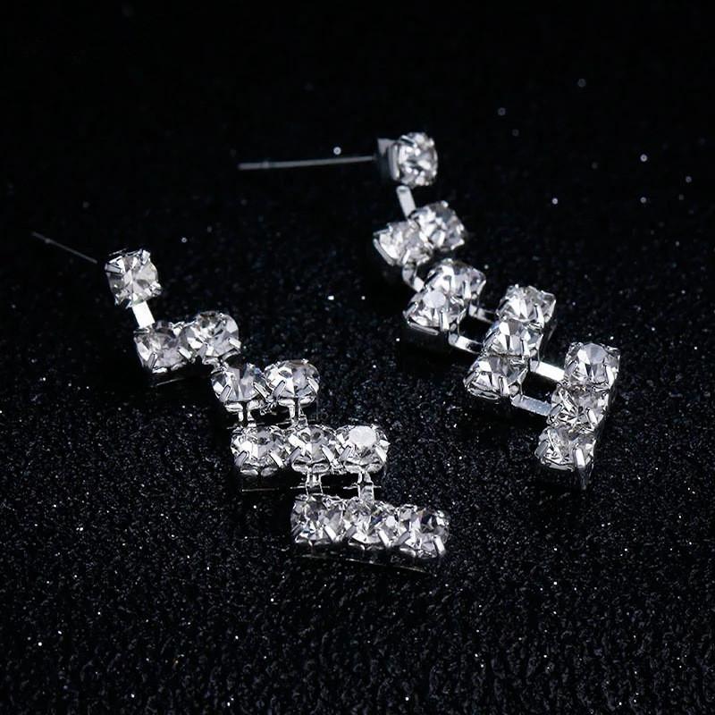 Minimalist Water Cube Necklace And Earrings Set For Brides And Women