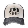 Christian John 14 6 14:6 Bible Outfits Unisex Women Baseball Cap Catholic Distressed Washed Dad Hat Vintage Running Golf Sun Cap
