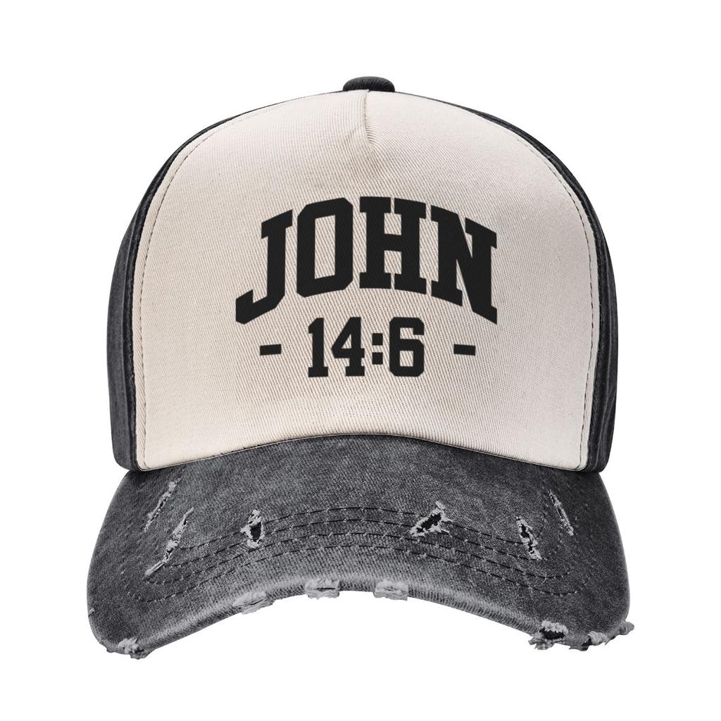 Christian John 14 6 14:6 Bible Outfits Unisex Women Baseball Cap Catholic Distressed Washed Dad Hat Vintage Running Golf Sun Cap