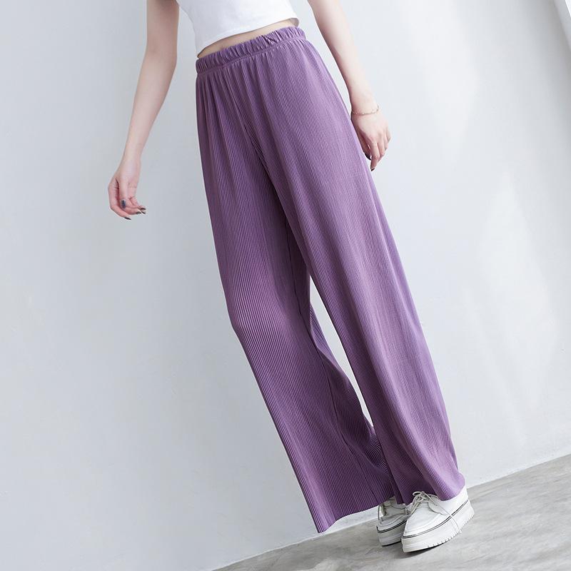 Летние свободные брюки свободного покроя с высокой талией, прямые брюки для йоги и танцев, повседневные брюки для женщин