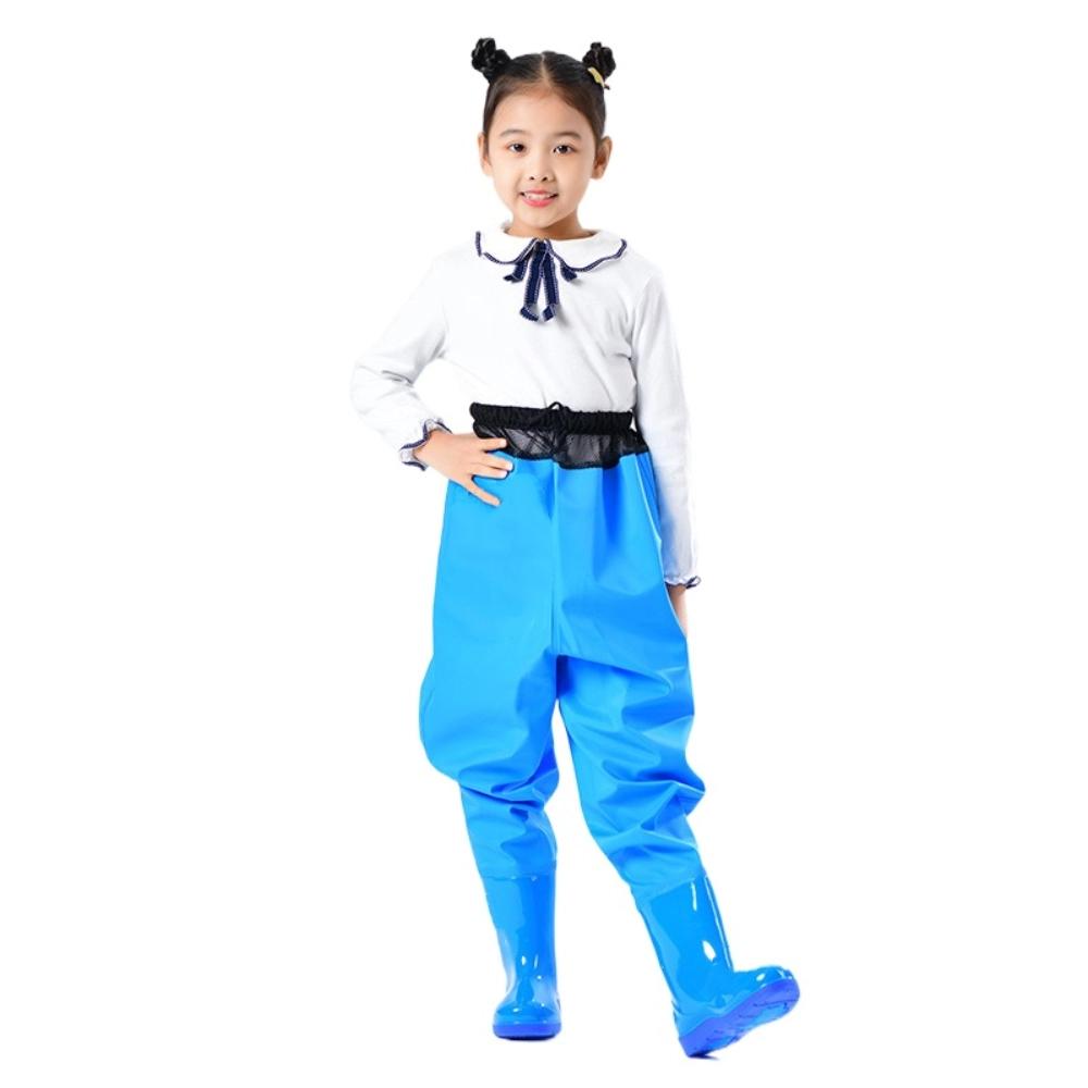PVC Children Rain Pants Boots Half-Body Pants with Rain Boots Children Raincoat Jumpsuit Fishing