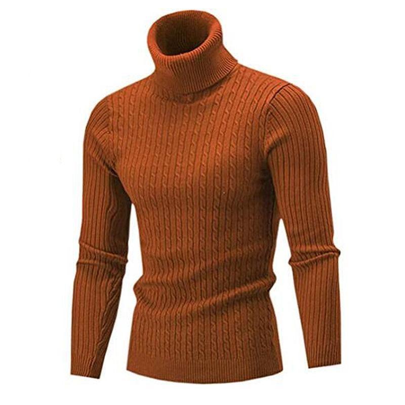Autumn And Winter Turtleneck Sweater Men'S Trendy Twisted Flower Long-Sleeved Slim-Fitting Men'S Knitted Sweater Pullover Bottoming Shirt