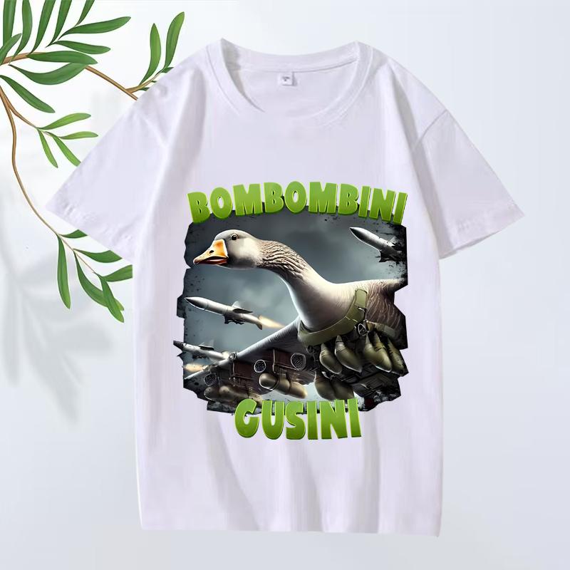 Bombombini Gusini Airstrike Goose Итальянский Мем Мозговая Гниль Футболка Унисекс Женская Оверсайз 100% Хлопок Короткий Рукав Летние Унисекс Топы
