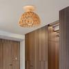 Rattan Ceiling Lampshade Light Cover US Plug E26 Base Retro Style Boho Fixture Chandelier