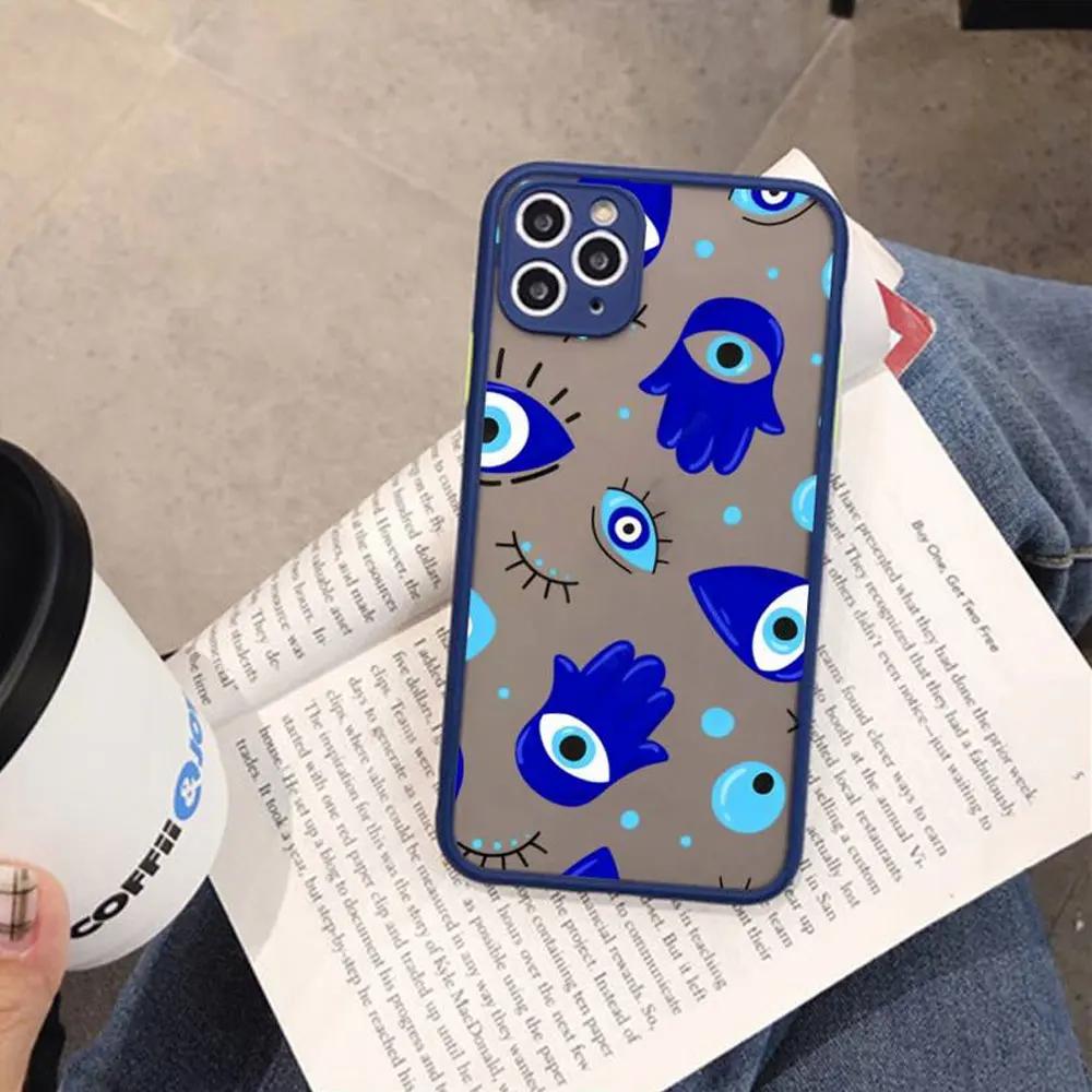 Смешной турецкий синий оберег от сглаза Чехол для телефона для IPhone X XR XS 7 8 Plus 11 12 13 14 15 Pro MAX Mini Ударопрочный Матовый Жесткий Чехол