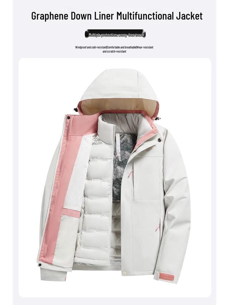 Women's 2024 Three-in-One Winter Hiking Windbreaker: Thickened, Warm, and Windproof Outdoor Jacket