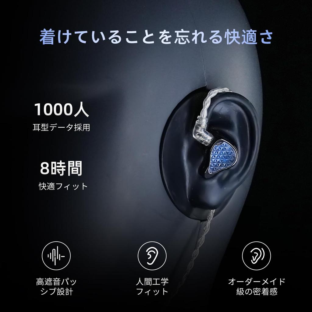 KZ ZAS Pro Wired Earphones with Audio Microphone, In-Ear Monitor, Hi-Res Compatible, 3.5mm