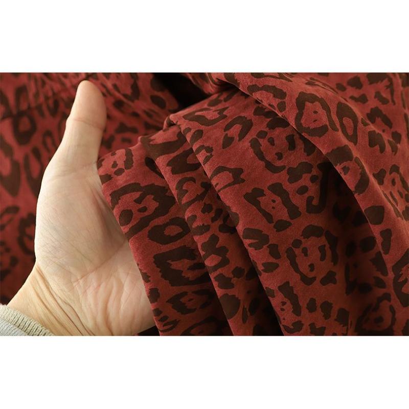 Women's New Spliced POLO Collar Buttons Fashionable Versatile Slim Leopard Print Long Sleeve Shirt