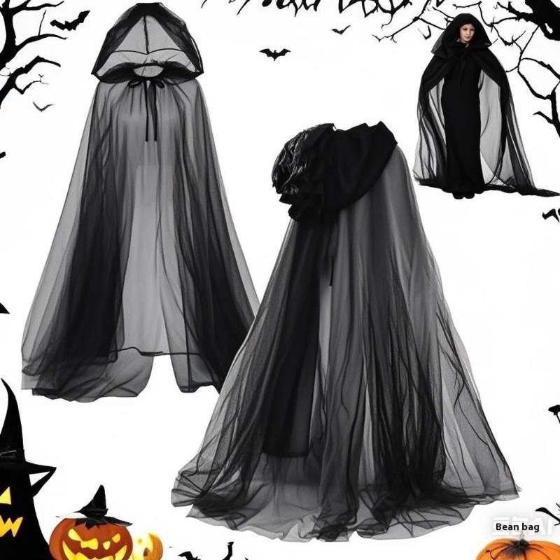 Hanging Cloak Cloak Costume Halloween Ghost Cosplay Costume Cloak Adult Full-Length Sheer Cape With Oversized For Adults