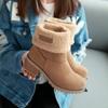 Autumn and Winter Women's Boots Female Winter Shoes Fur Snow Boots Warm Plush Women's Shoes Square High Heel Ankle Boots