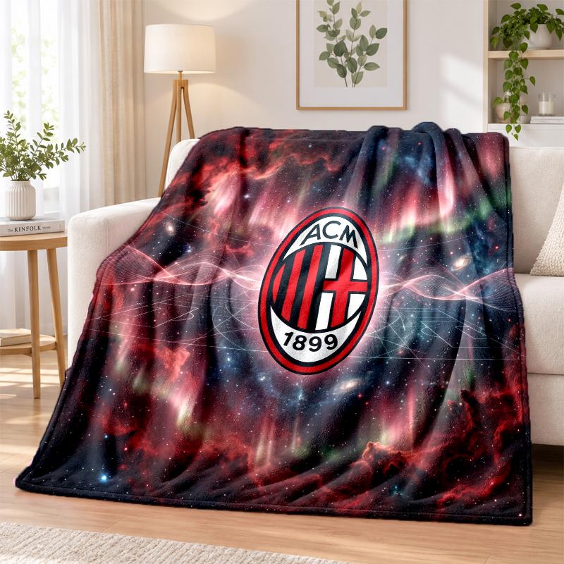 AC Milan Printed Flannel Blanket Warm Comfort Bed Throw For Indoor Home Decoration