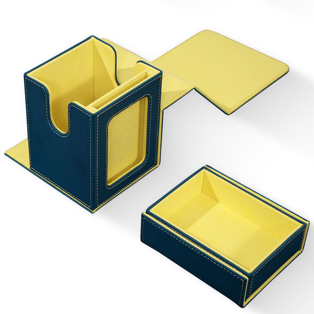 Commander Deck Box with Display Window, Card Deck Box Holds 100+ Double-Sleeved Cards with Dice Tray