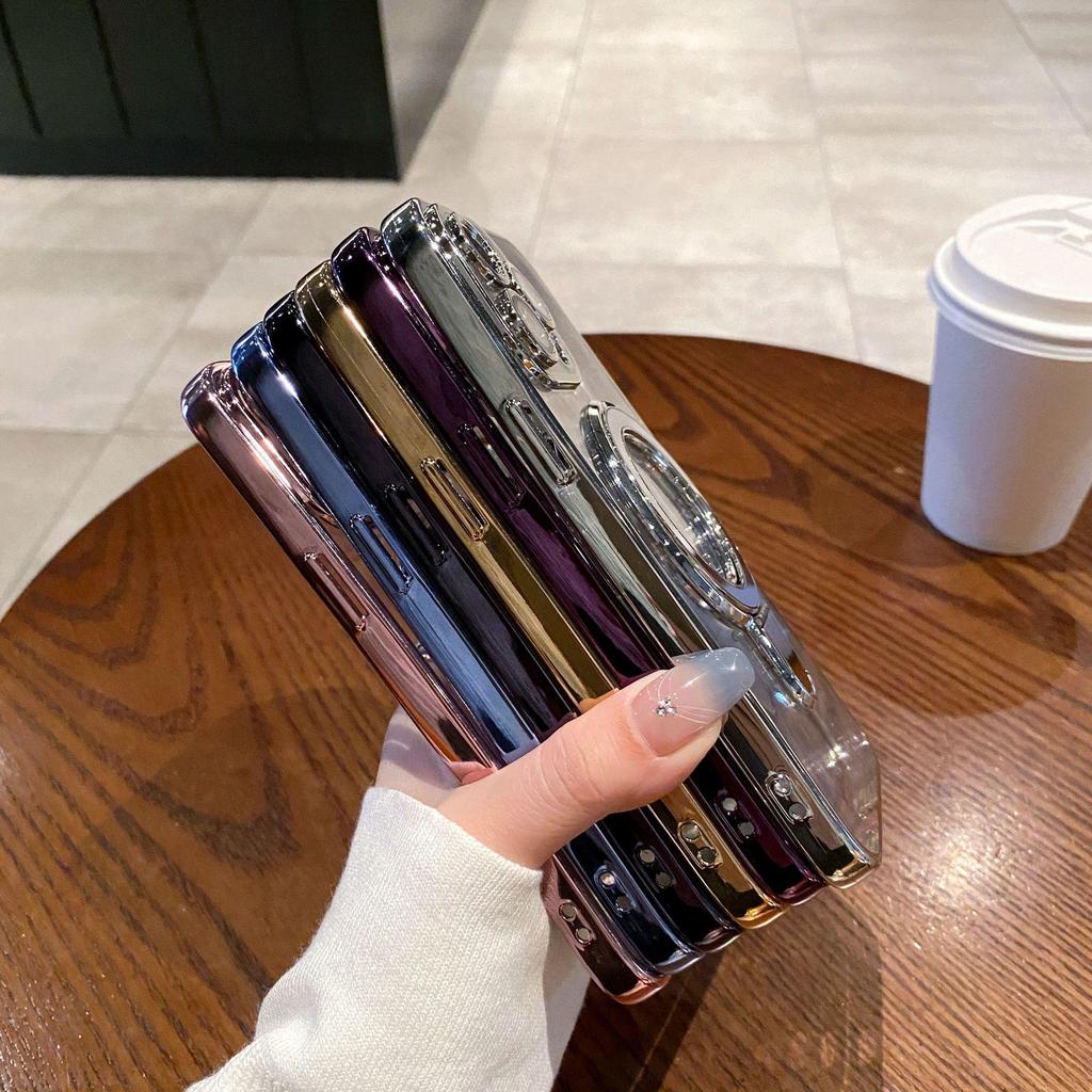 Магнитная подставка-кольцо для iPhone 17/16 Pro Max Гальванизированный мягкий чехол