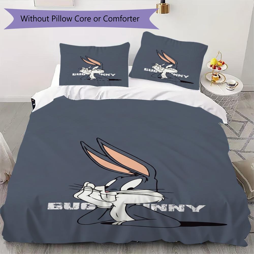 Bugs Bunny Pattern Bedding uilt Set uilt Cover Pillowcase Home Decoration Birthday Gift (1 * duvet cover + 2 * pillowcase without core)