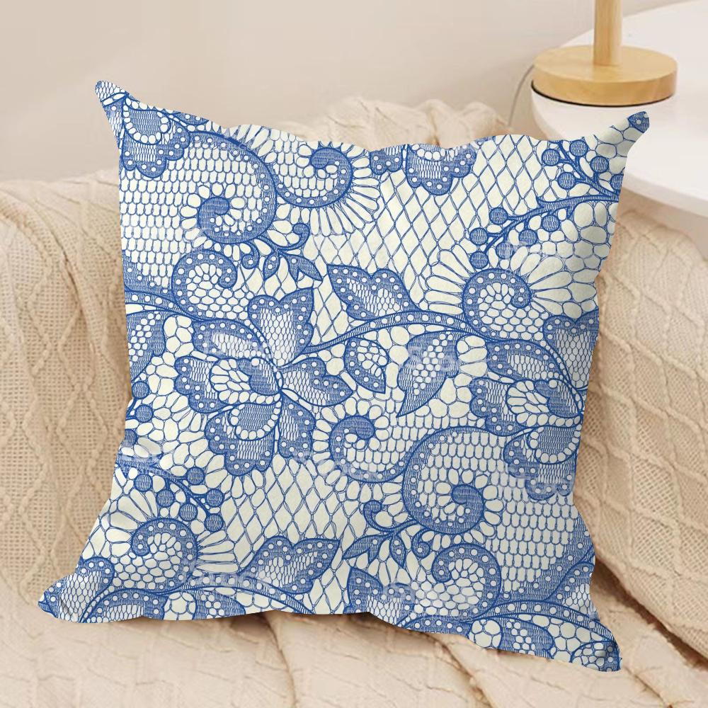 Lace Flower Cushion Cover Soft Plush Fabric DoubleSided Printed Cushion Covers for All Seasons Modern Home Decor