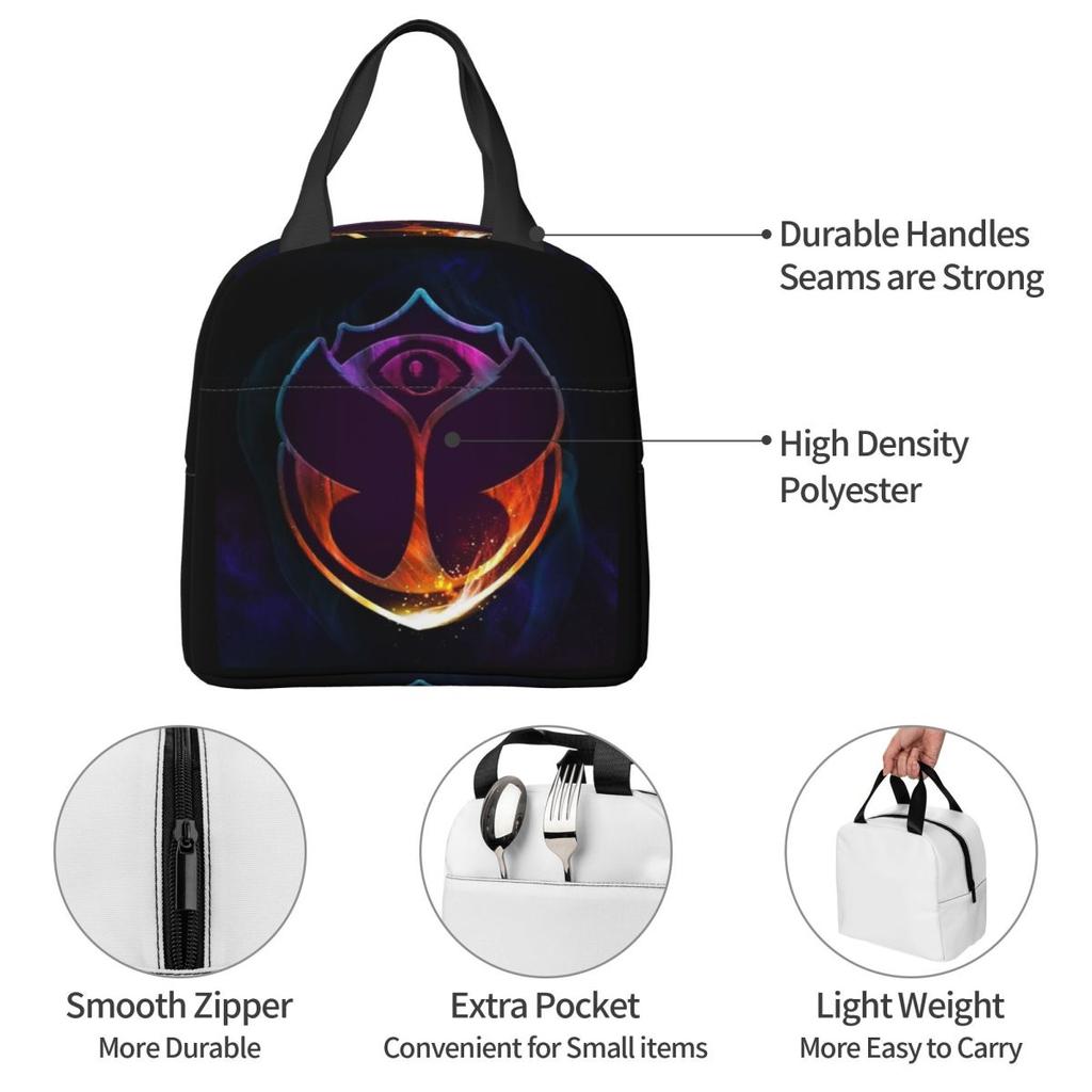 Tomorrowland Butterfly Insulated Lunch Bag for Women Kids Portable Food Boxes Thermal Lunch Box Tote
