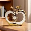A 2D Material Gold Inlaid Jade Apple Abstract Art Sculpture A Golden Finish, Perfect Decorating Living Rooms, Dining Areas,
