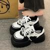 Muffin Platform Bread Shoes Women's Shoes Versatile New Small Feet Small Shoes Black and White Panda Shoes