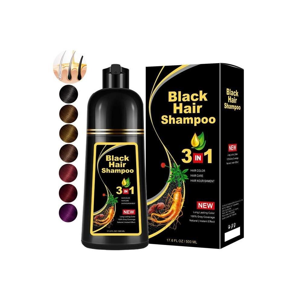 3-in-1 natürliches schwarzes Haarshampoo für Männer und Frauen, färben Sie Ihr Haar schwarz (schwarz) in 10–15 Minuten