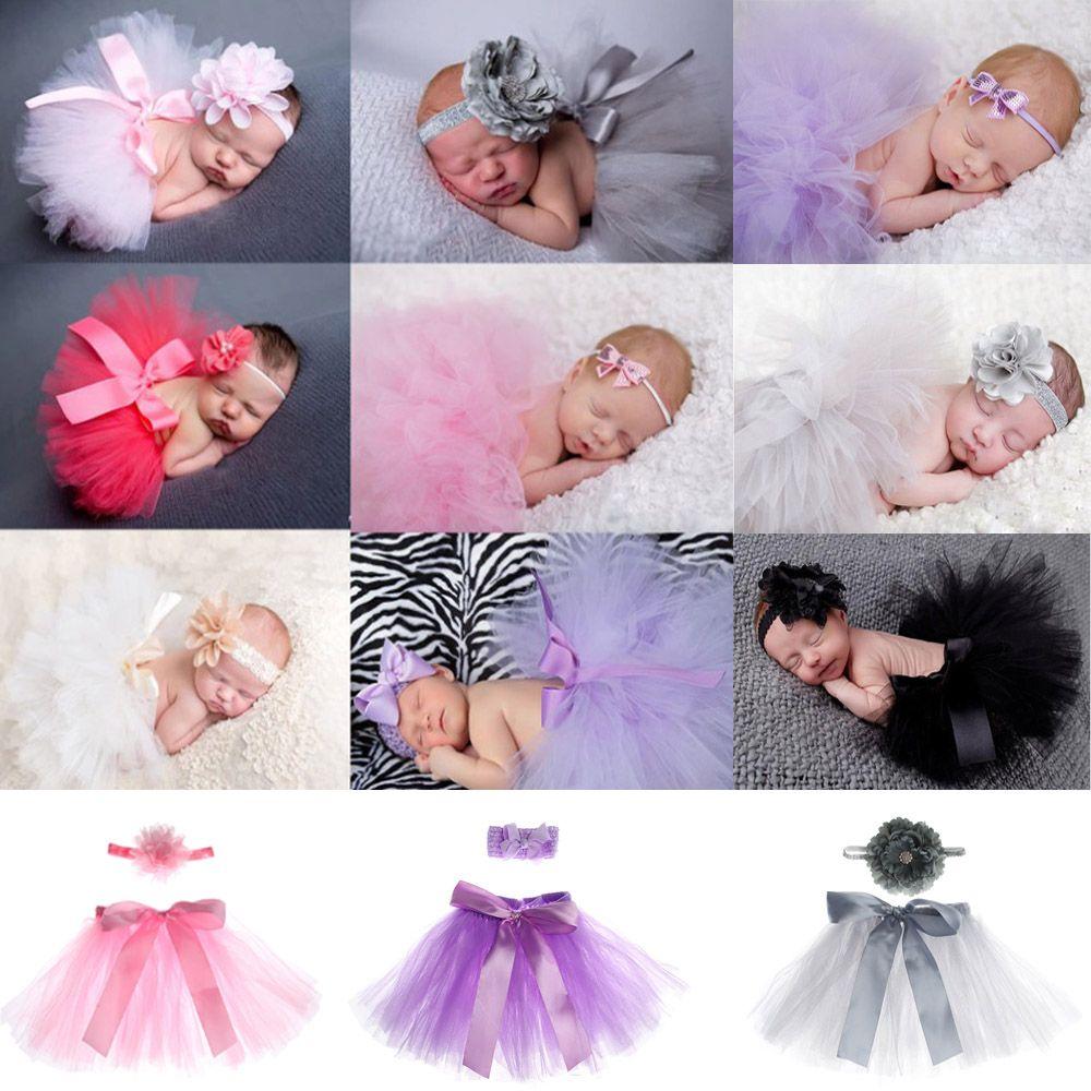 1Set Girl Clothes Newborn Photography Prop Hairband Baby Headband Infant Tutu Skirt Newborns Costume