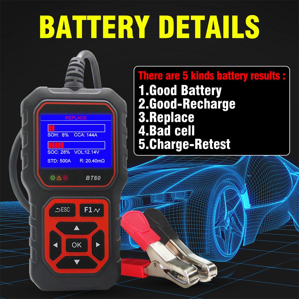 1x Универсальный цифровой анализатор-тестер аккумулятора для автомобиля, мотоцикла и грузовика 5-36 В