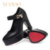 Ladies and Girls Students Genuine Leather Comfortable High-heeled Dress Shoes Mary Janes for Women