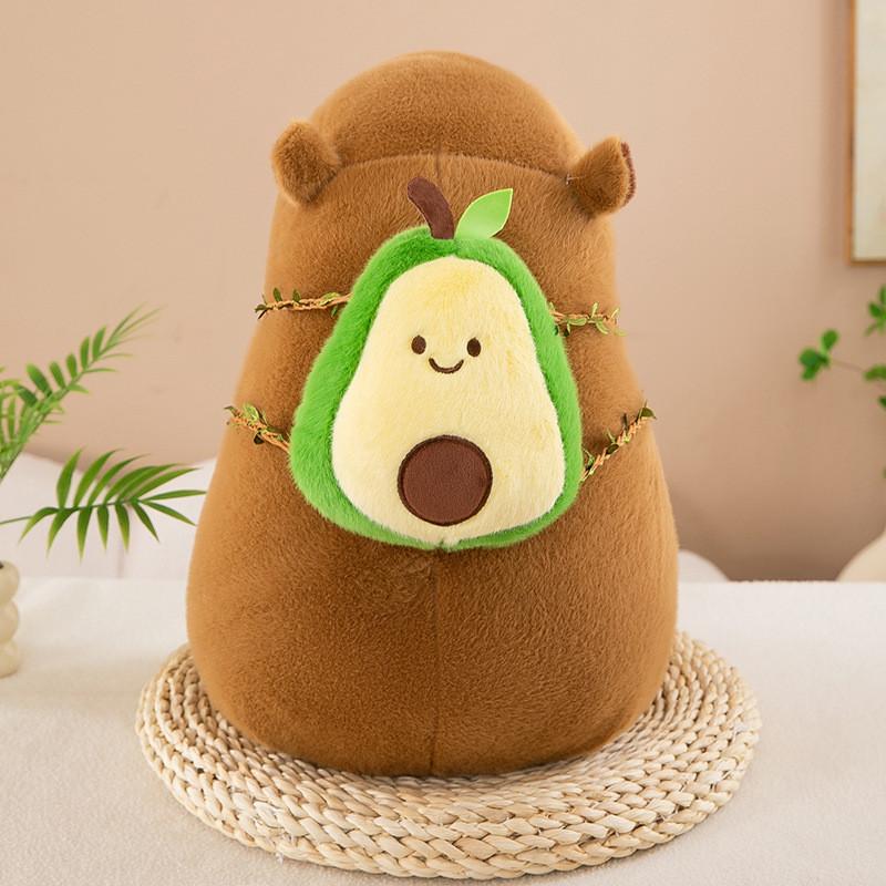 Adorable Capybara Plush Backpack Toy Featuring Colorful Avocado Dragon Fruit And Apple Designs