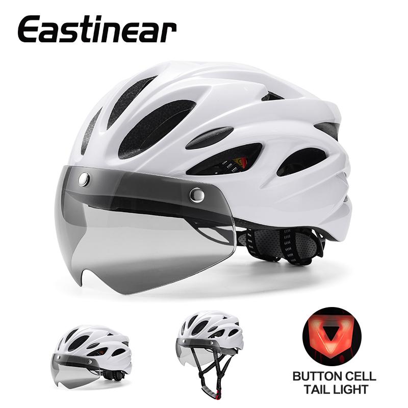 Eastinear Bicycle Helmet Adult Men and Women Outdoor Highway Mountain Biking Helmet With Magnetic Goggles and Shiny Tail Lights