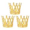 Set of 3 Cute Mini Crown Princess Tiara Cake Toppers, Cake Decorations, Hair Ornaments, Hair Accessories for Birthdays, Weddings, and Parties (Gold)