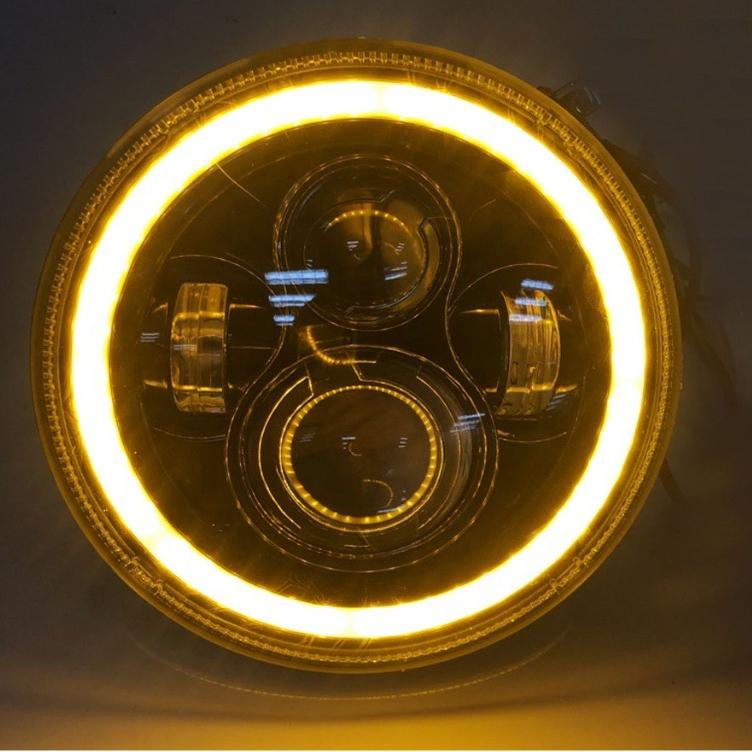 7-дюймовая круглая 4-ламповая светодиодная фара с угловым глазом для мотоциклов и внедорожников 12 В