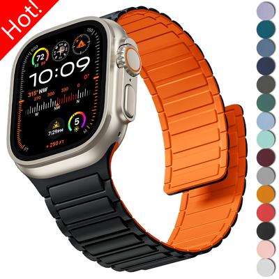 Силиконовый магнитный ремешок для Apple Watch Strap Ultra 3 2 49 мм 46 мм 45 мм 44 мм 42 мм 40 41 мм Браслет IWatch Серии 11 10 9 8 7 62028