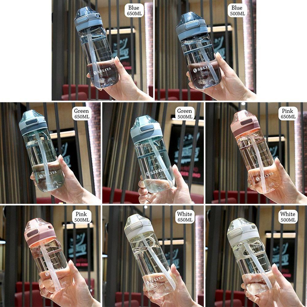 500/650ML Student School with Straw Sports Water Cup Water Bottle Multicolor Plastic Bottle