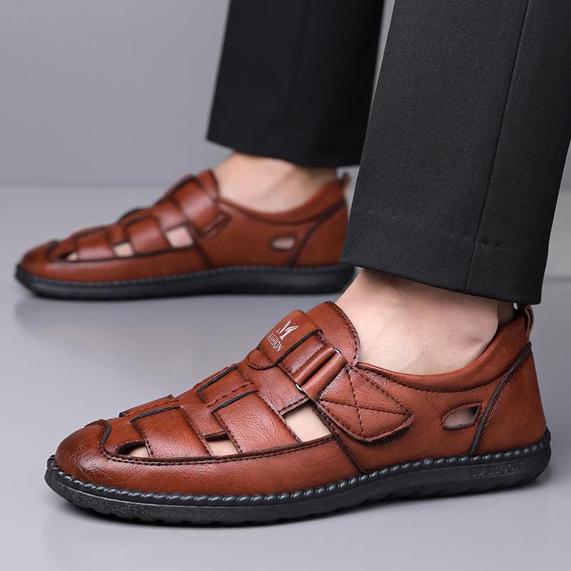 Мужские сандалии Обувь Противоскользящая дышащая полая обувь для спорта на открытом воздухе Пляжная обувь Повседневные сандалии Мужские сандалии с закрытым носком