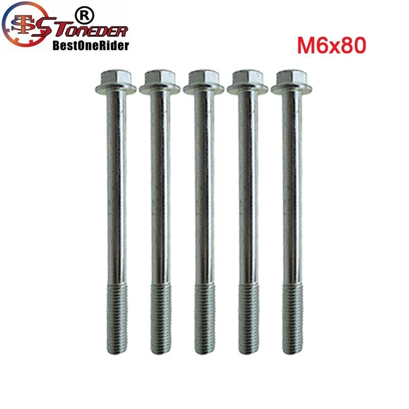 STONEDER Motor Flanged Hex Bolt M6 x 28mm 35mm 50mm 80mm 110mm For Pit Dirt Bike ATV Quad Engine