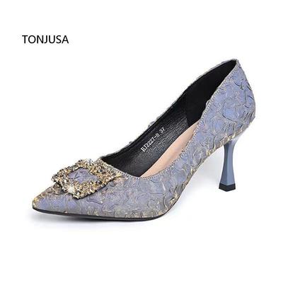 Женские милые повседневные коричневые туфли-лодочки высокого качества на высоком каблуке, женские повседневные туфли в полоску