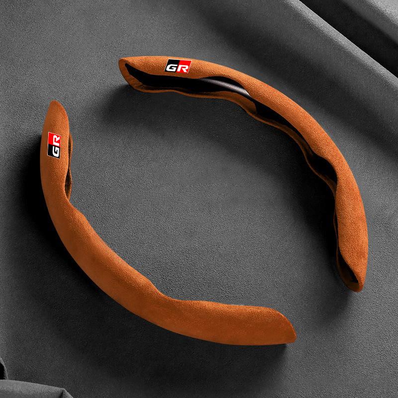 lqzh5 For Toyota Sport GR Sport C-HR RAV4 Avensis Prado Prius Car Suede Leather Non-slip Steering Wheel Soft Cover Auto Accessories