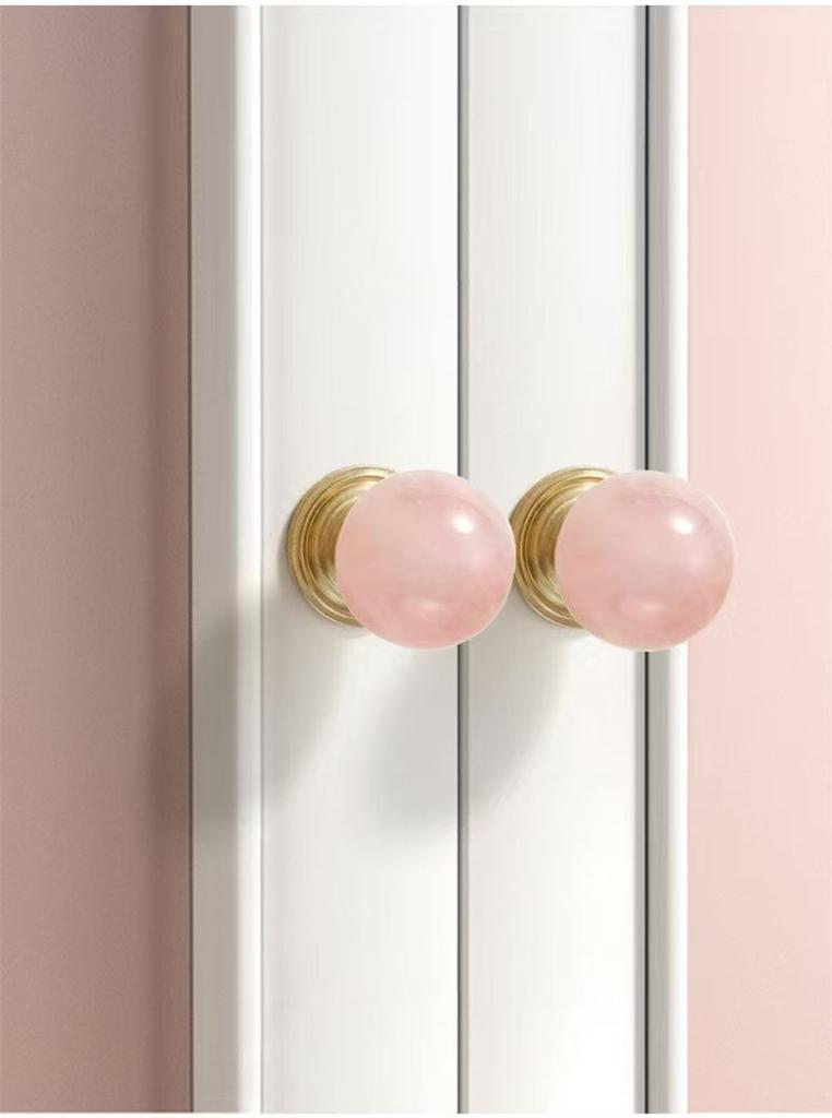 Pink White Crystal Ball Furniture Handle Round Brass Door Drawer Knobs Cabinet Handles For Kitchen Cupboard Wardrobe Pulls Diy