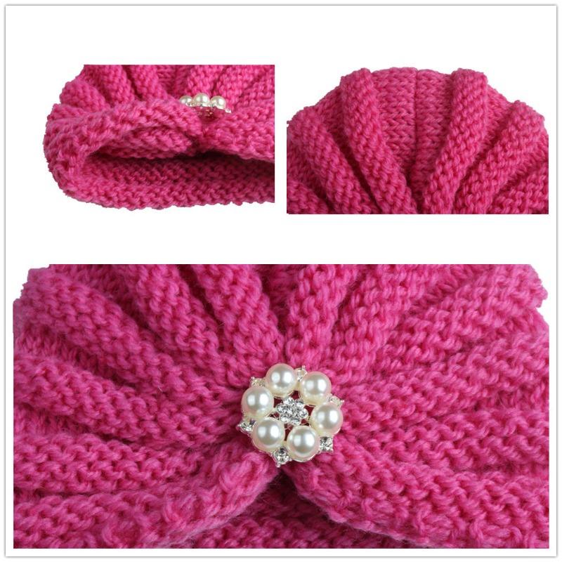 New children's products winter, solid color with diamond baby wool hat, baby knitted thermal hat