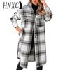 Women's Vintage Casual Plaid Print Autumn Winter Long Sleeve POLO Neck Jackets & Coats