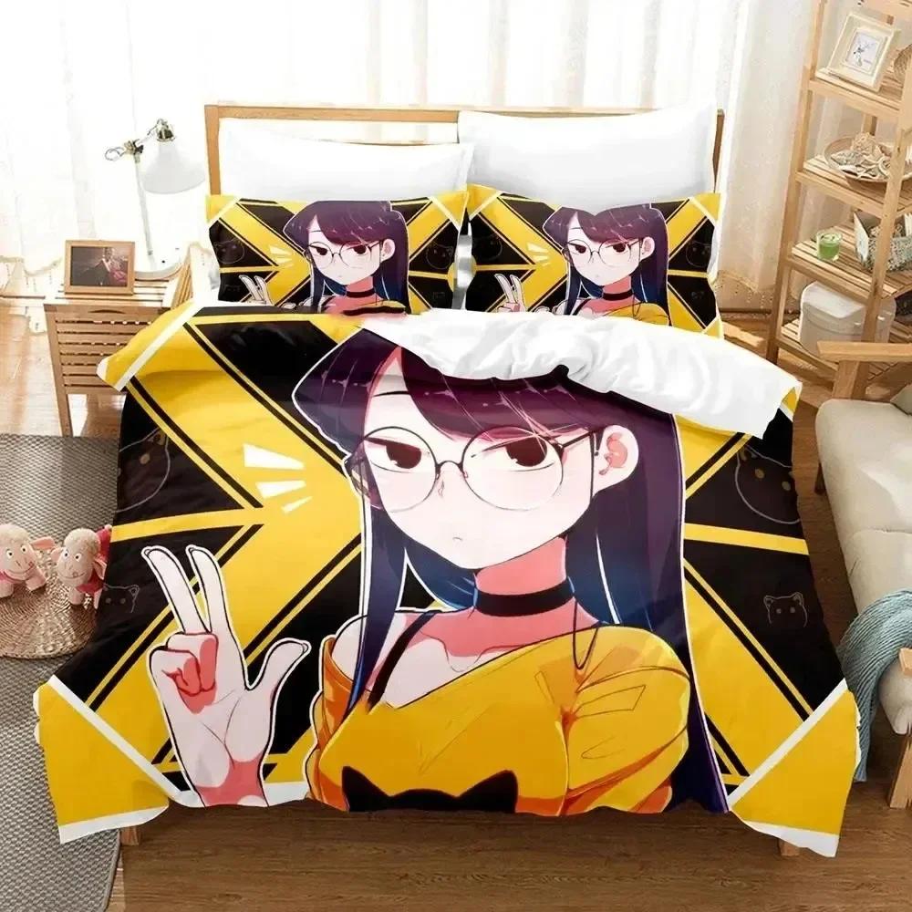 3D Print Anime Komi Can't Communicate Comfortable Duvet Cover Pillowcase Bedding Set Children Bedroom Decoration Home Textile