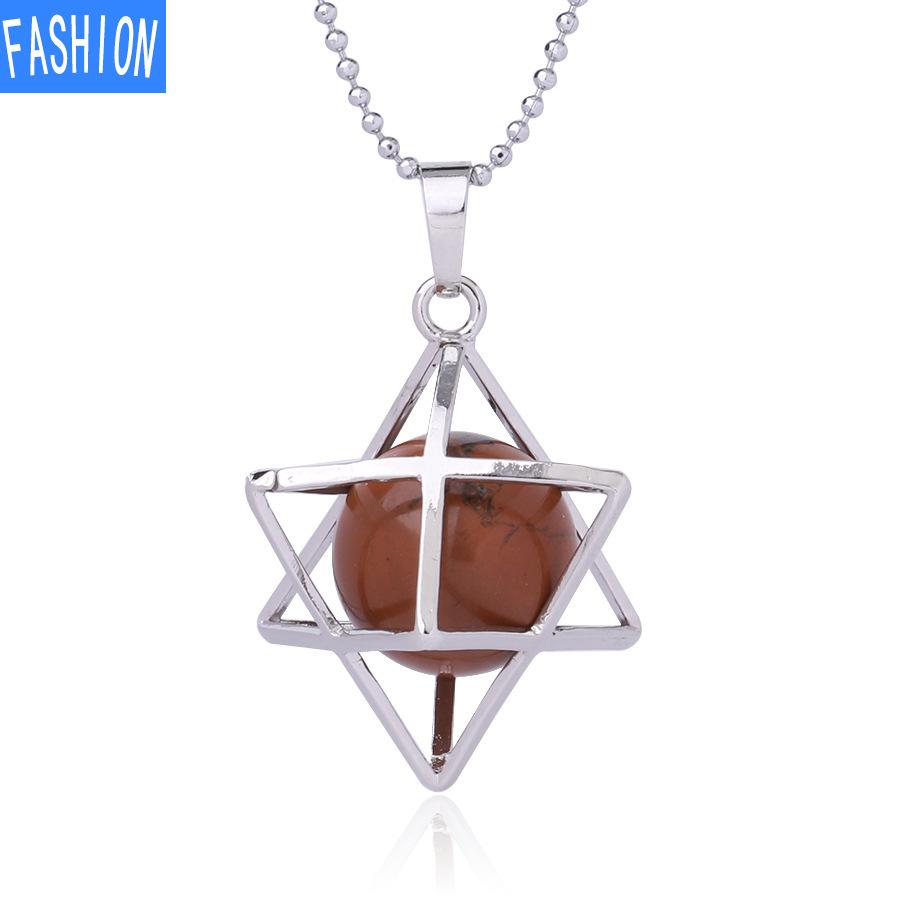 Металлическая клетка, выдолбленное ожерелье из натурального хрусталя Мелкаба с подвеской из флюорита и агата