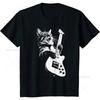 Футболка Rock Cat Playing Guitar Funny Guitar Cat Men T-Shirt Hiphop Oversize T Shirt Casual Cotton Daily Four Seasons Streetwear Tees