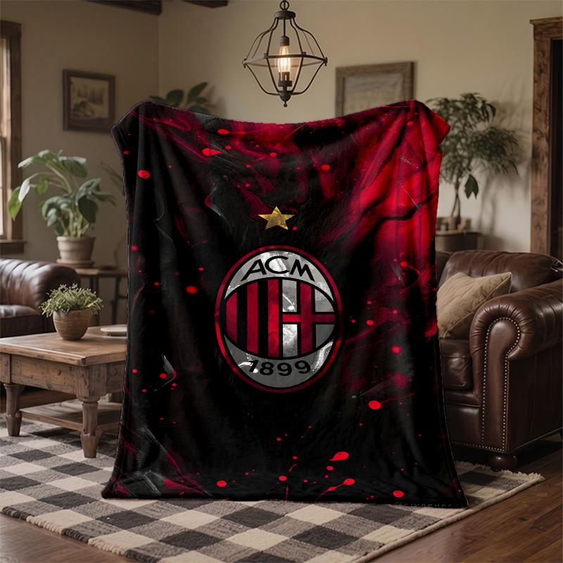 AC Milan Print Flannel Blanket Soft Warm Sofa Bed Throw Blanket For Home Office Bedroom