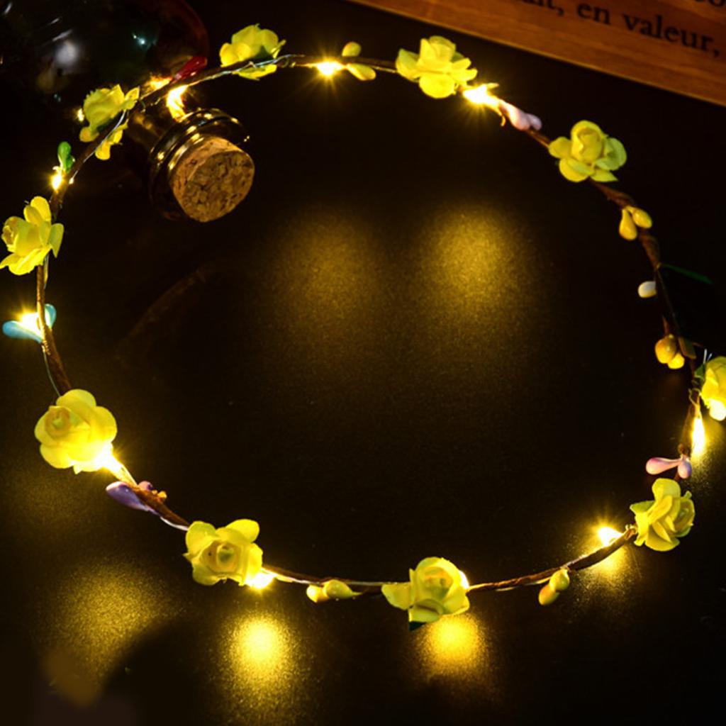 Гавайи Светодиодная светящаяся повязка на голову Искусственный цветок Светящийся Венок Корона Свадебная повязка на голову Женская Девичья Головной убор