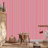 Wallpaper Stripes Coral, White and Red for Living Room and Bedroom 50x1000