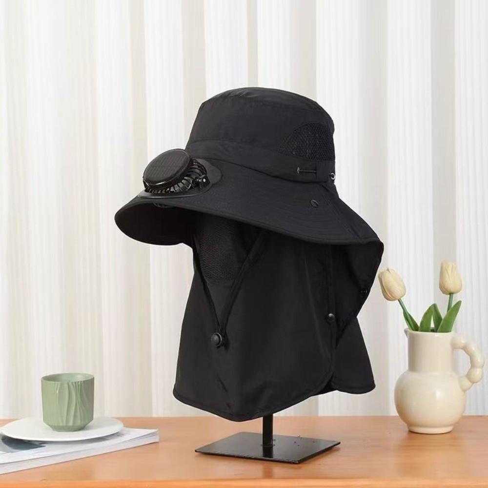 Adjustable Solar Rechargeable Fan Hat Portable Wide Brim Fan Hat Fishing Sun Shading Hat Travel