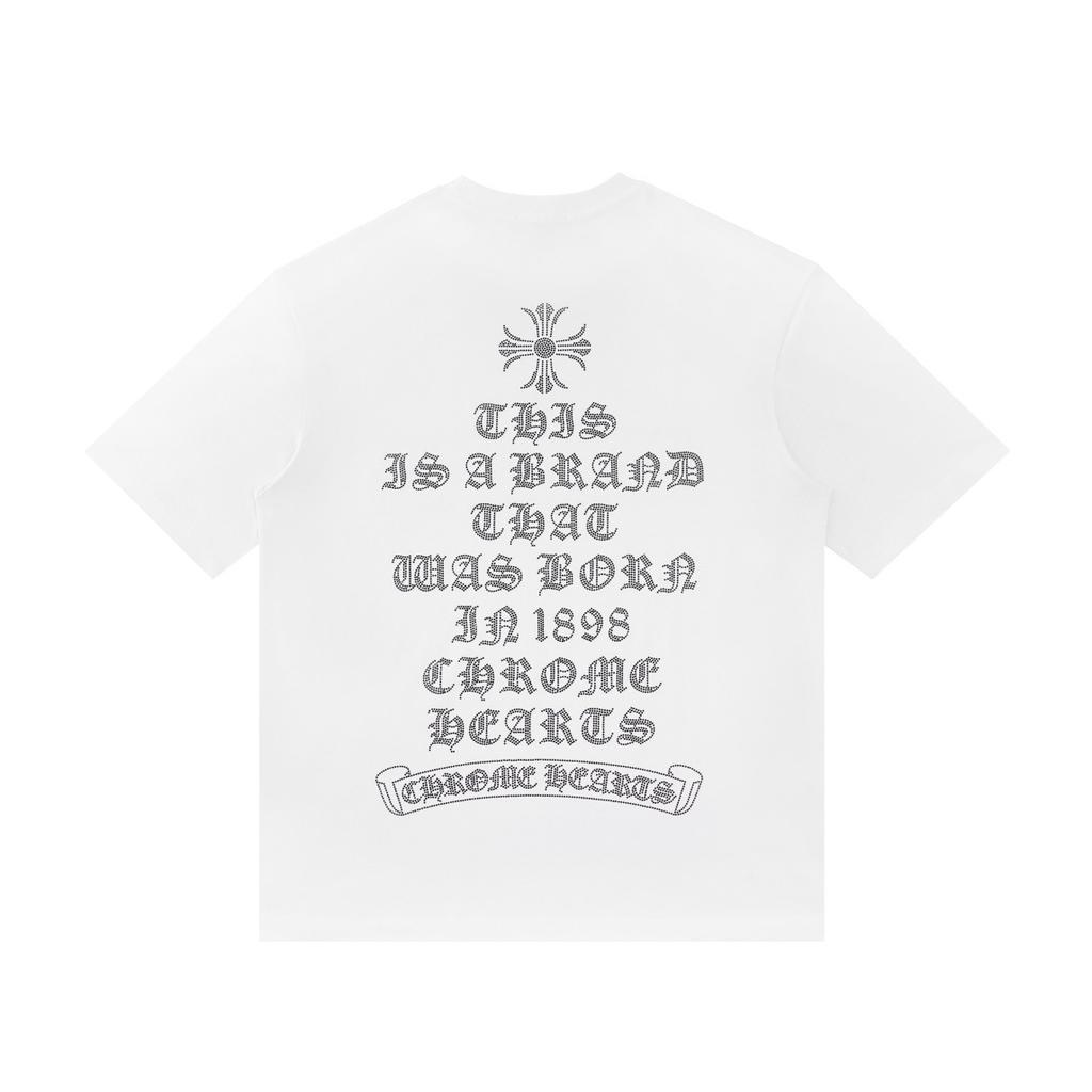 F2026 CHROME HEARTS 2025 Летняя новая высококачественная хлопковая футболка с круглым вырезом, свободная, большого размера, для мужчин и женщин, футболка для пары