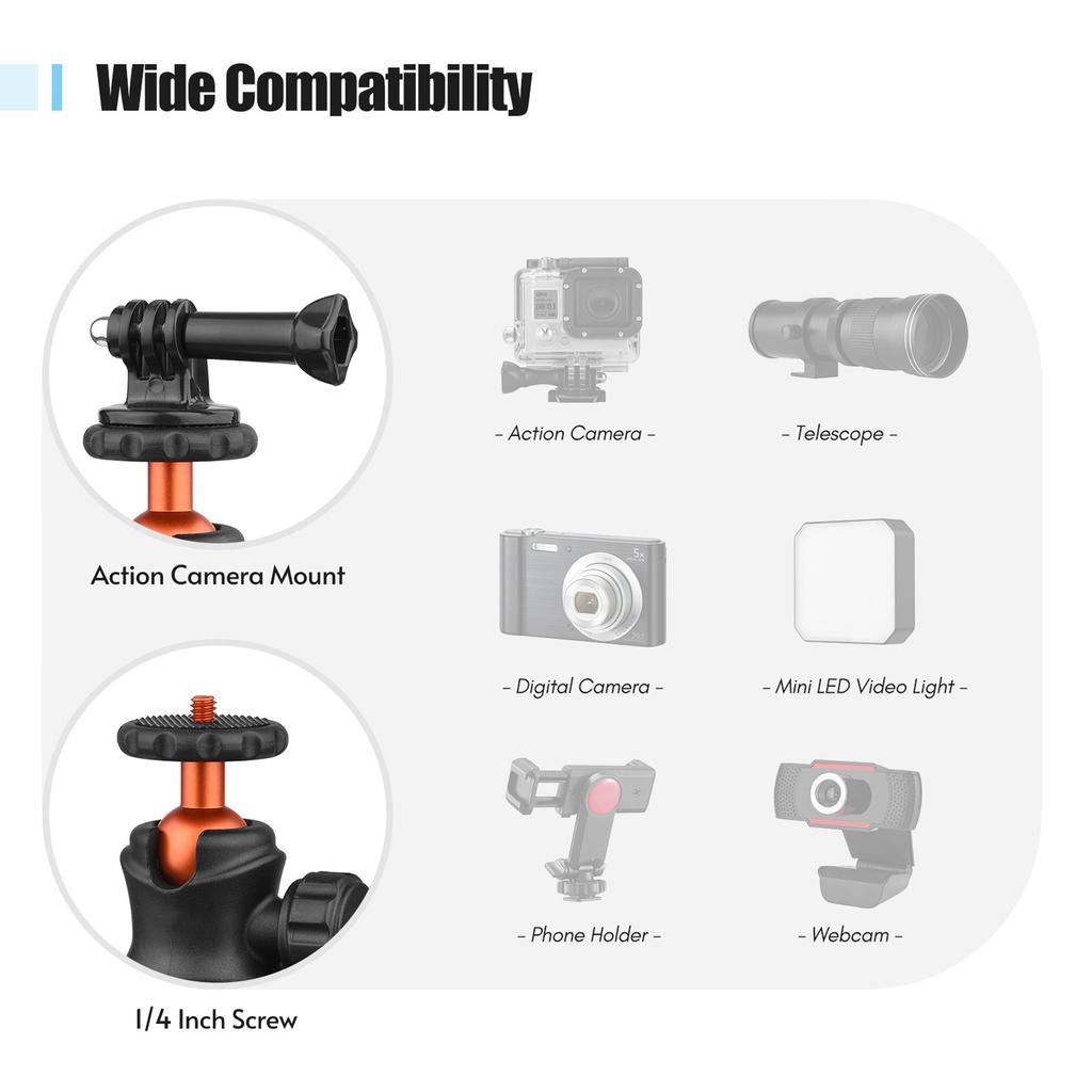 UURIG BH 07 Мини Шаровая Головка Крепление для Штатива Камеры Винт 1/4 дюйма с Магнитным Основанием Адаптер Крепления для Экшн-камеры